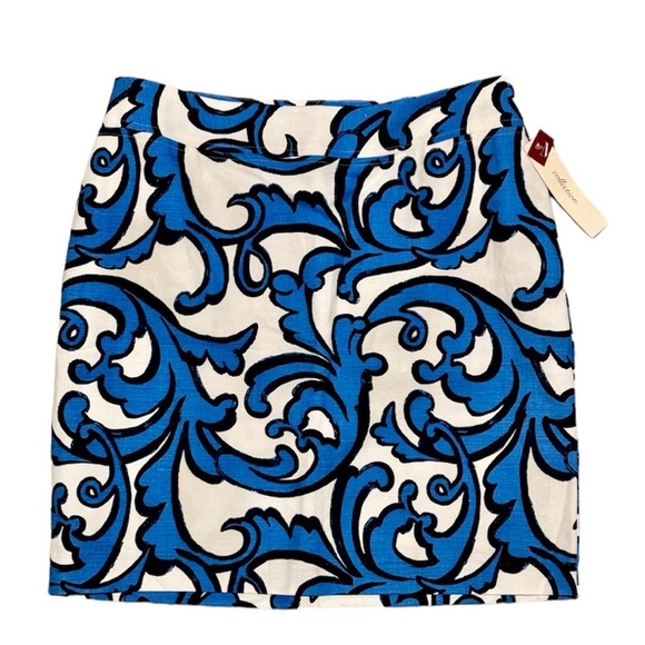 NWT Linen Acanthus Leaves/Scroll Straight‎ Pencil Skirt, size 4 - Picture 1 of 8